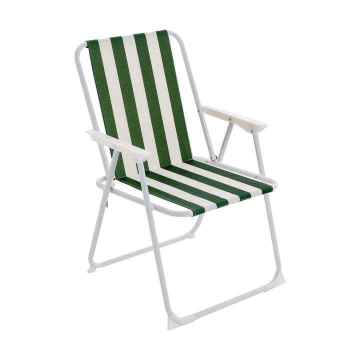 Green & White Folding Metal Beach Chairs - Pack of Two