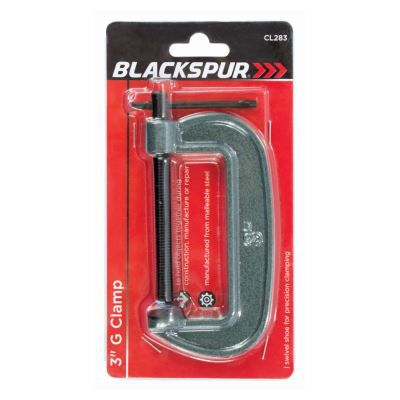 Grey 3" (75mm) Steel G-Clamp - By Blackspur