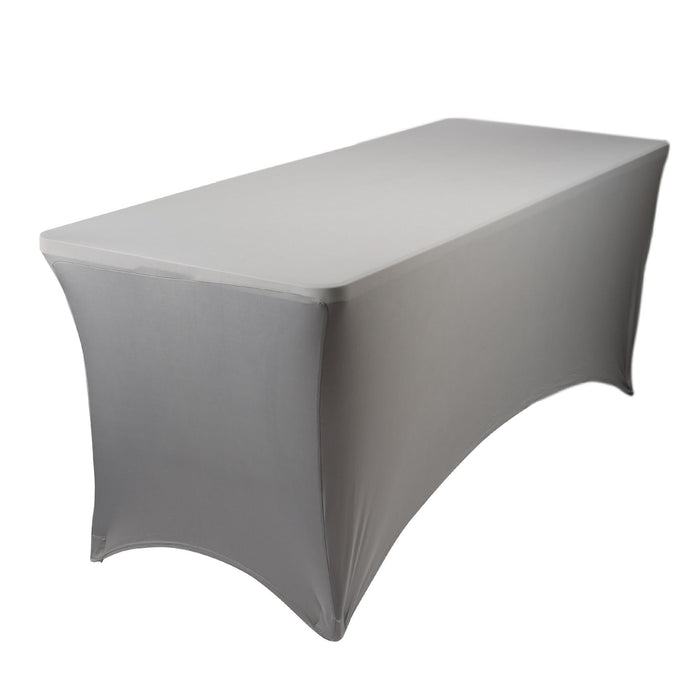 Grey 6ft (180cm) Rectangular Spandex Fitted Tablecloth