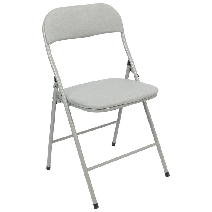 Grey Fabric Padded Folding Chair