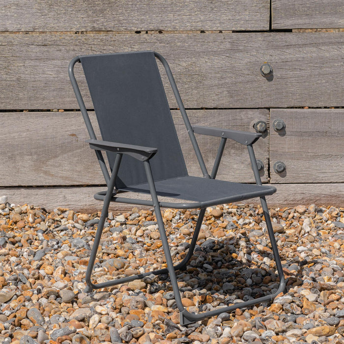 Grey Folding Metal Beach Chairs - Pack of Two
