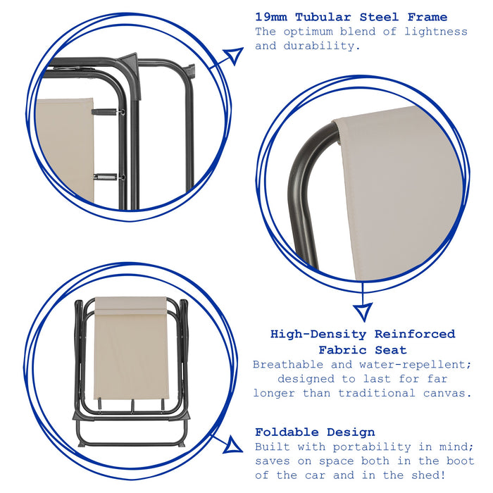 Grey Folding Metal Beach Chairs - Pack of Two