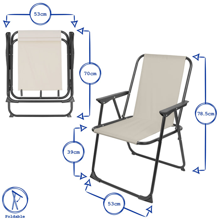 Grey Folding Metal Beach Chairs - Pack of Two