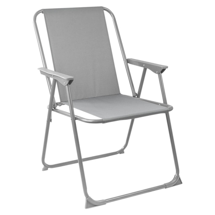 Grey Folding Metal Beach Chairs - Pack of Two