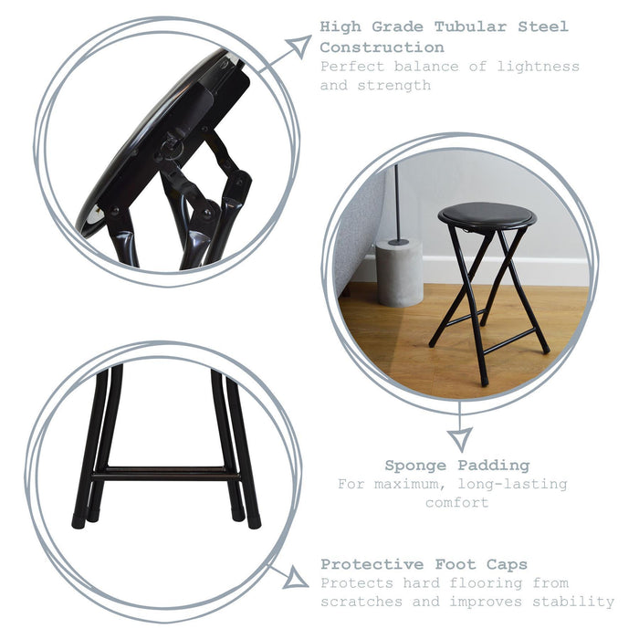 Grey Padded Folding Stool