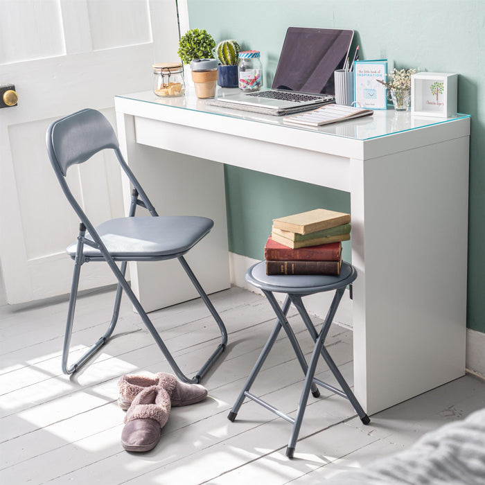 Grey Wave Grey Framed Padded Folding Chair - Pack of Six