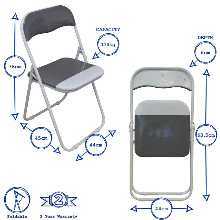 Grey Wave Grey Framed Padded Folding Chair - Pack of Six