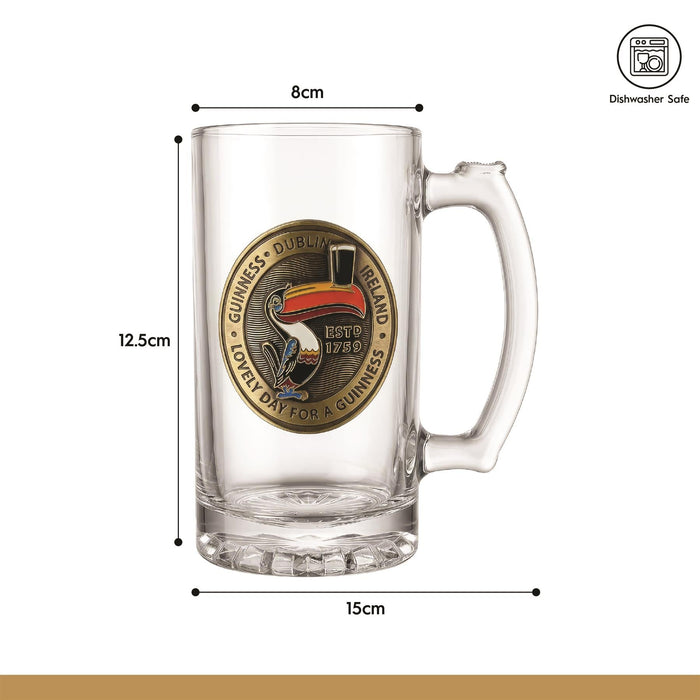 Guinness Toucan Glass Tankard with Badge