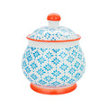 Hand Printed Blue Stoneware Sugar Bowl