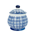 Hand Printed Navy Stoneware Sugar Bowl