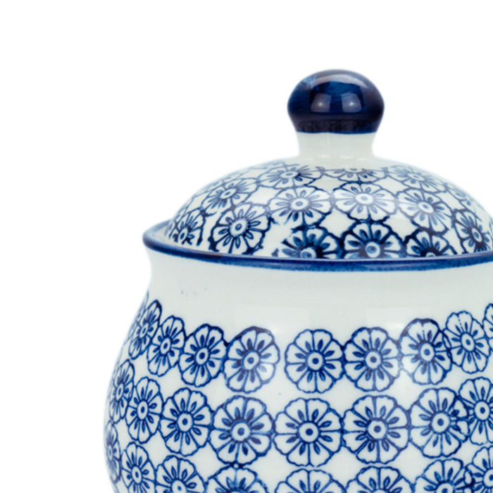 Hand Printed Navy Stoneware Sugar Bowl