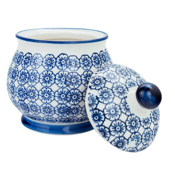 Hand Printed Navy Stoneware Sugar Bowl