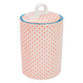 Hand Printed Orange Stoneware Kitchen Canister