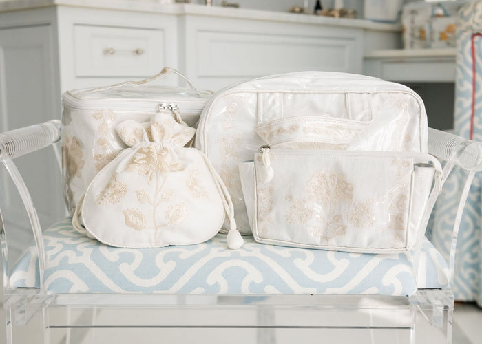 HANGING COSMETIC BAG, IVORY PEONY