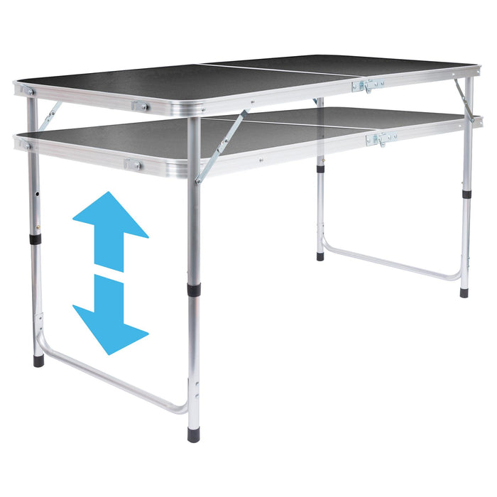 Height Adjustable Aluminium Folding Black Picnic Table