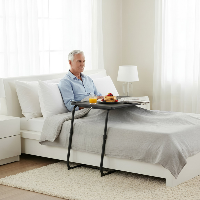 Height Adjustable Folding Laptop Table - Black