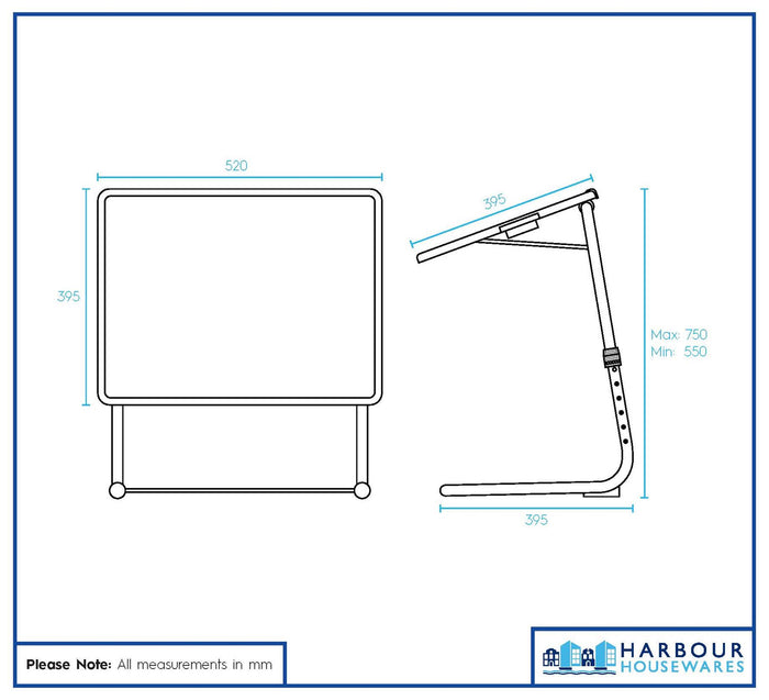Height Adjustable Folding Laptop Table - Black