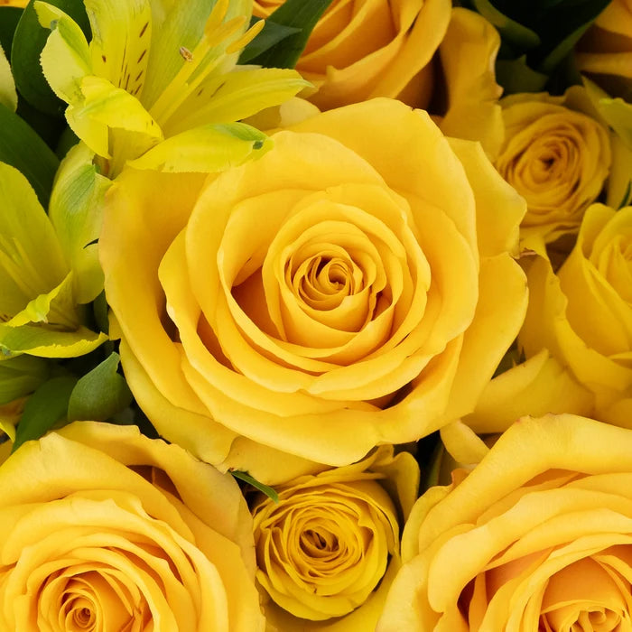 Hello Yellow Flower Bouquet Close Up - Image