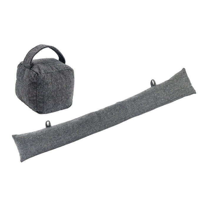 Nicola Spring Herringbone Door Stop & Draught Excluder Set - Triangle