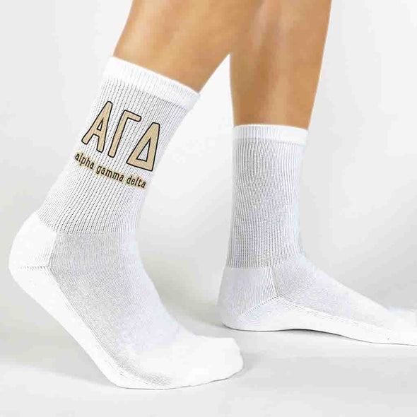 Letters And Name Crew Socks- Alpha Gamma Delta
