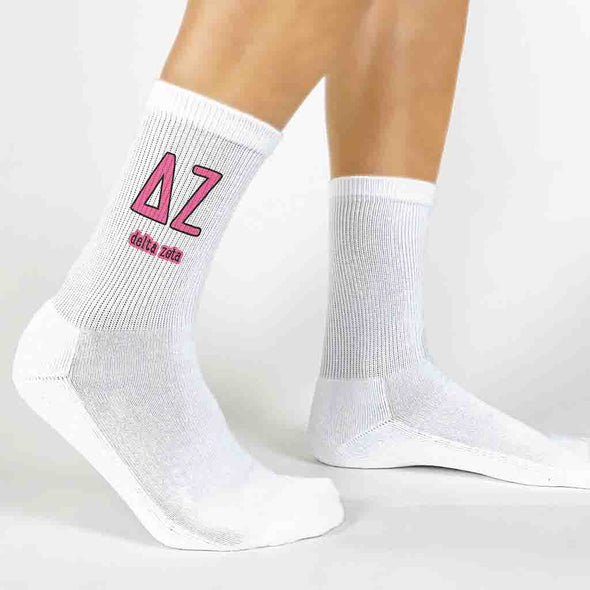 Letters And Name Crew Socks- Delta Zeta