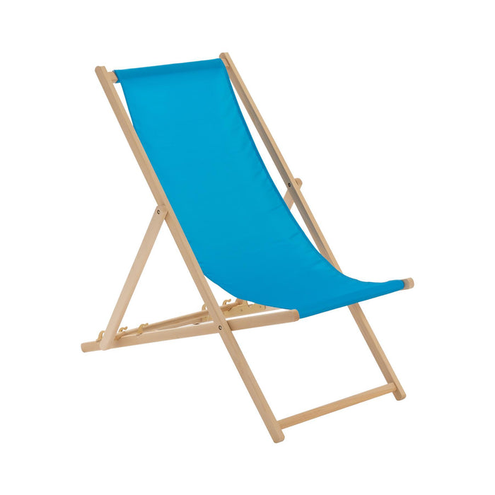 Light Blue Folding Wooden Deck Chair