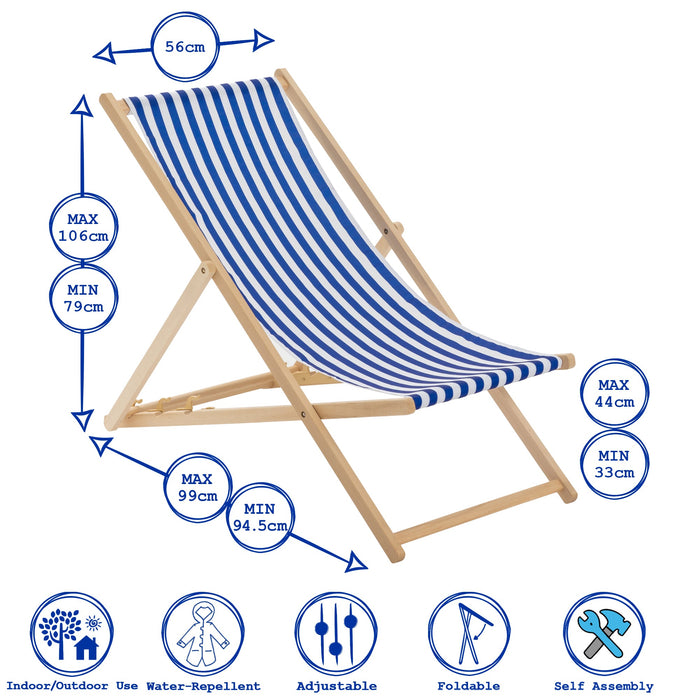 Light Blue Folding Wooden Deck Chair
