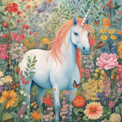 Little Unicorn In Amazing Flowers