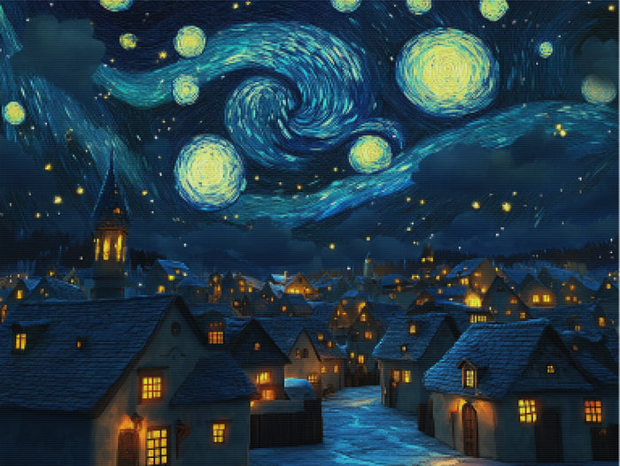 Lively Starry Night Village