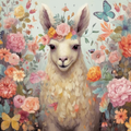 Llama Blending In With Flowers