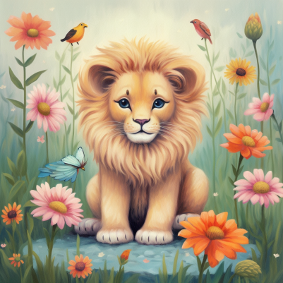 Magical Garden And A Baby Lion