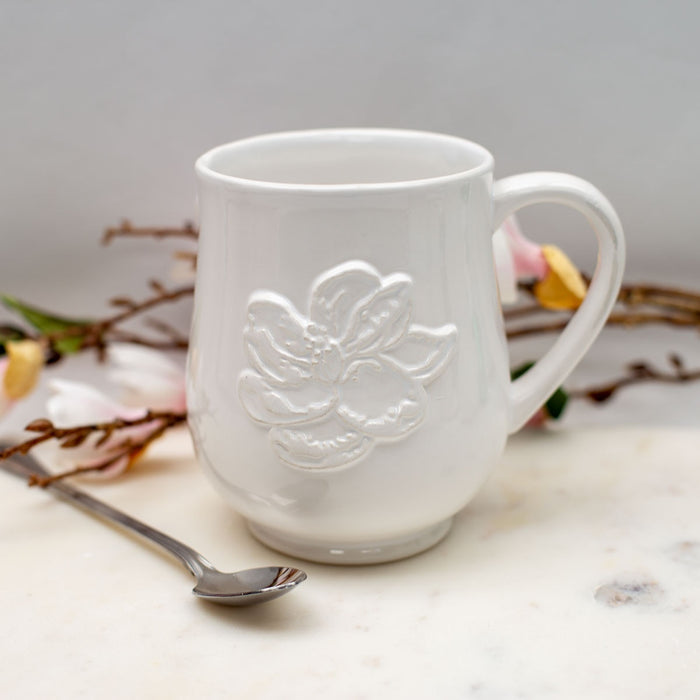 MAGNOLIA EMBOSSED COFFEE MUG