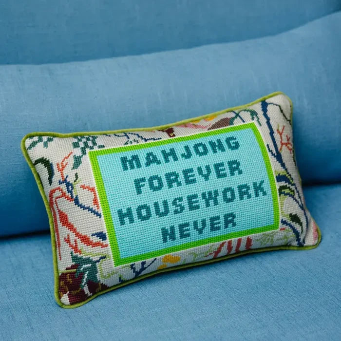 MAHJONG NEEDLEPOINT PILLOW