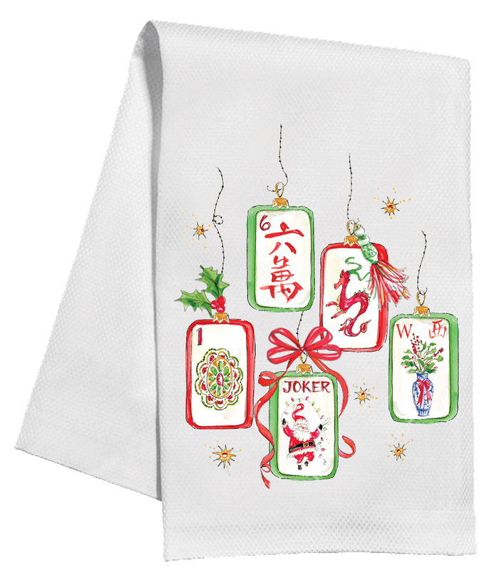 MAHJONG TILE ORNAMENTS TEA TOWEL