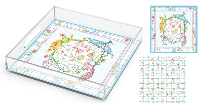 MAHJONG TILES ACRYLIC TRAY, 12x12