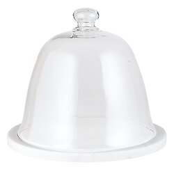 MARBLE & GLASS DOME CAKE PLATE