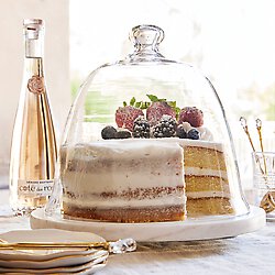 MARBLE & GLASS DOME CAKE PLATE