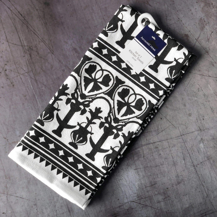 Black and white pattern cotton kitchen towels. Made in the USA. Your Western Decor