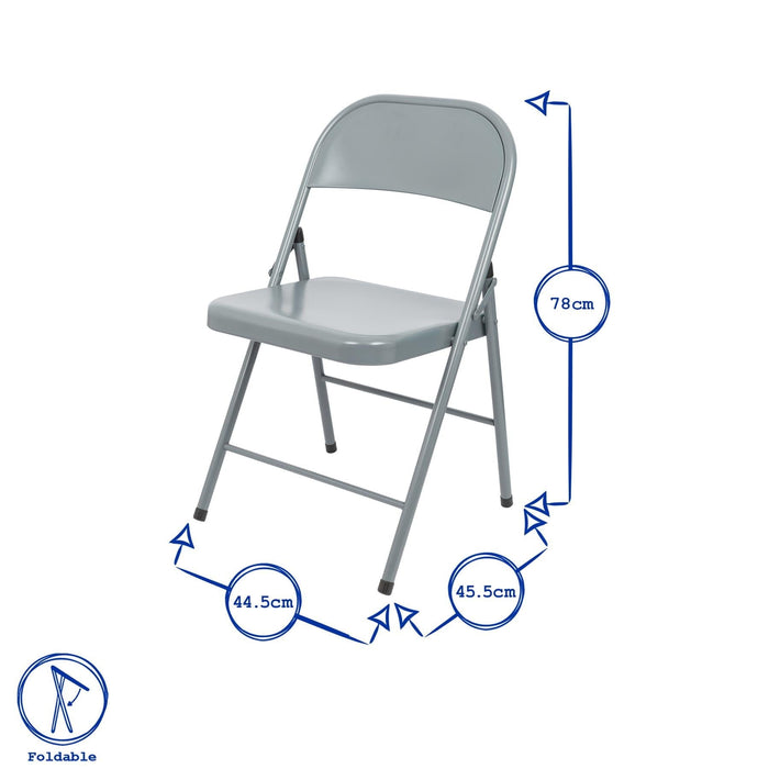 Matt Black Metal Folding Chair - Pack of Six