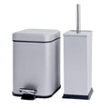 Matt Grey Square Toilet Brush & Bin Set