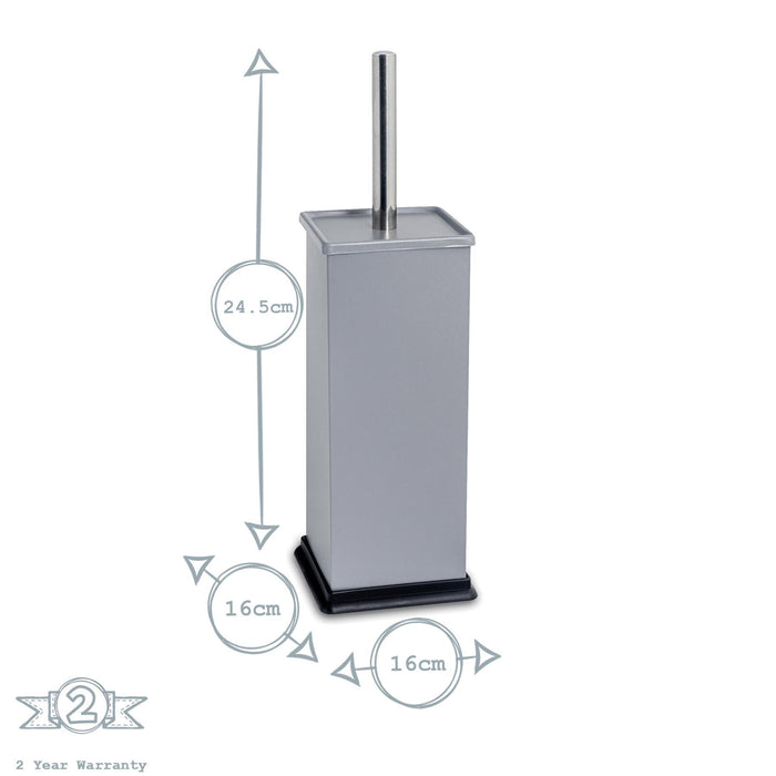 Matt Grey Square Toilet Brush & Bin Set