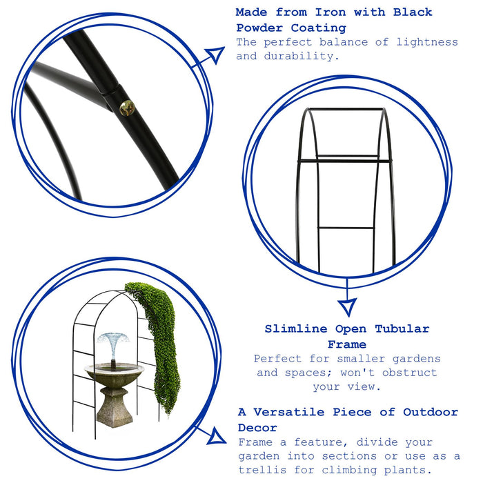 Metal Garden Arbour Arch - 2.4M x 1.4M