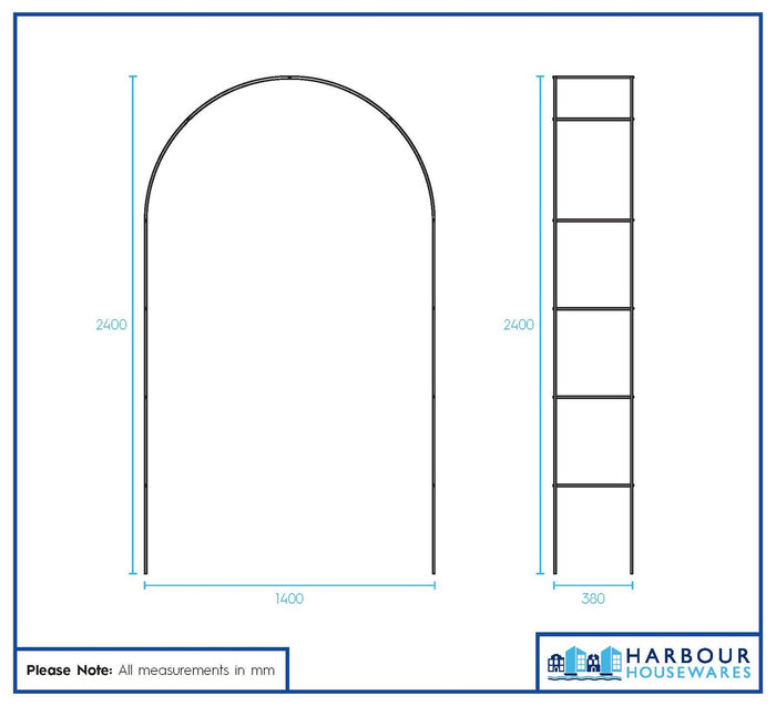 Metal Garden Arbour Arch - 2.4M x 1.4M