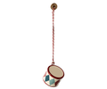 Metal ornament, Small drum - Red/Mint