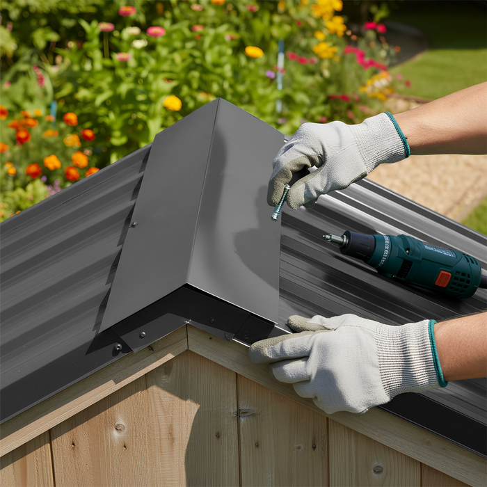 Metal Roofing Ridge Caps - 30 x 60cm - Anthracite - Pack of 5