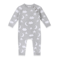 Heather Grey Moon and Stars Dream Knit Baby Coverall, Organic Cotton