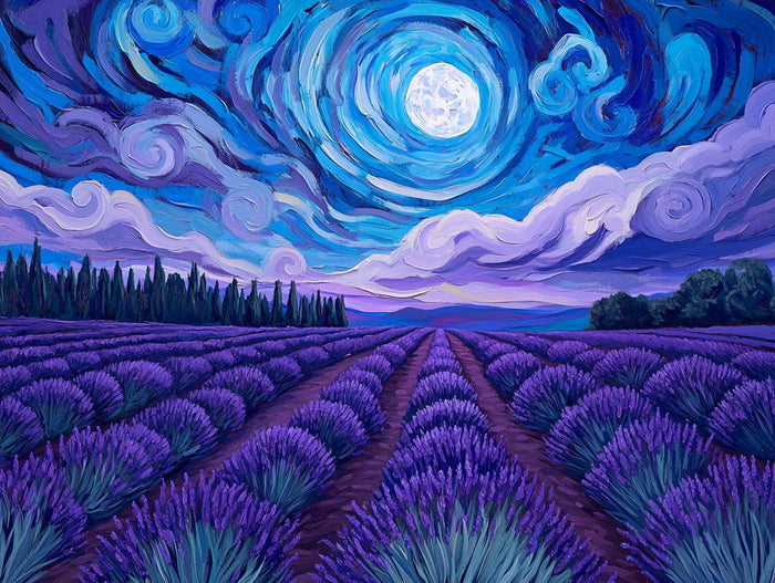 Moonlit Lavender Fields