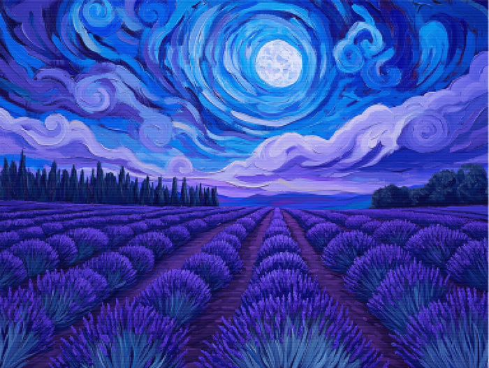 Moonlit Lavender Fields