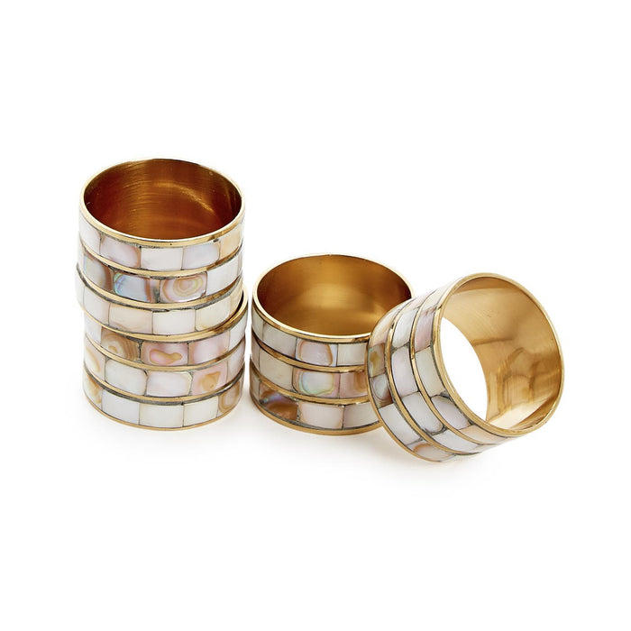 MOTHER OF PEARL NAPKIN RING HOLDERS, SET OF 4