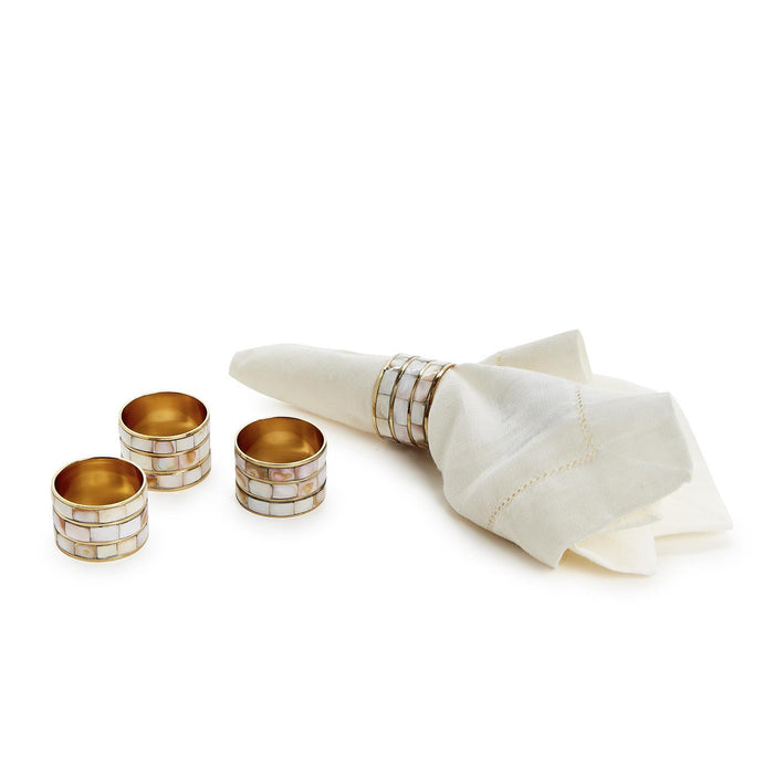 MOTHER OF PEARL NAPKIN RING HOLDERS, SET OF 4